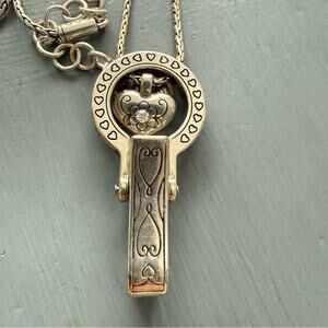 Brighton silver Tone Long ID Badge Holder Necklace